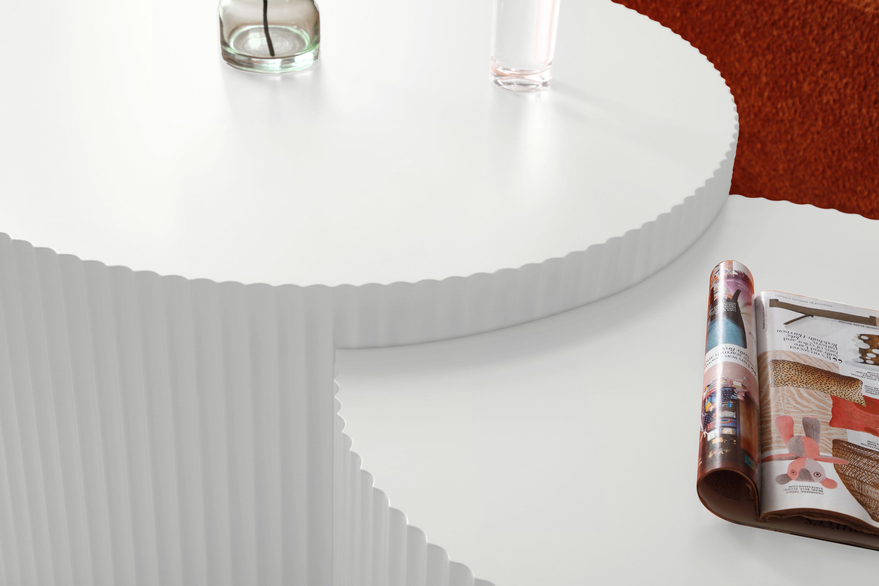 White Nesting table set of 2, Handcraft Relief MDF Coffee Table for Living Room/Office/Leisure Area(Same Sku:W876P271185) - Grand Goldman Shop