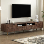 Mid Century TV Stand with 2 Drawers in Dark Brown, Media Console Table for TVs up to 85'', Made of Particle Board and MDF, 78.7'' x 15.7'' x 17.7'' - Grand Goldman Shop