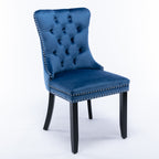 Nikki Collection Modern, High-end Tufted Solid Wood Contemporary Velvet Upholstered Dining Chair with Wood Legs Nailhead Trim 2-Pcs Set,Blue, SW2001BL - Grand Goldman Shop