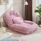 [NEW ARRIVED] [VIDEO PROVIDED] Human Dog Bed,Lazy Sofa,5-Position Adjustable Convertible,Floor Gaming Chair,bedroom, living room,Suitable for gaming, meditation,relaxation,Plush Fabric,Pink - Grand Goldman Shop