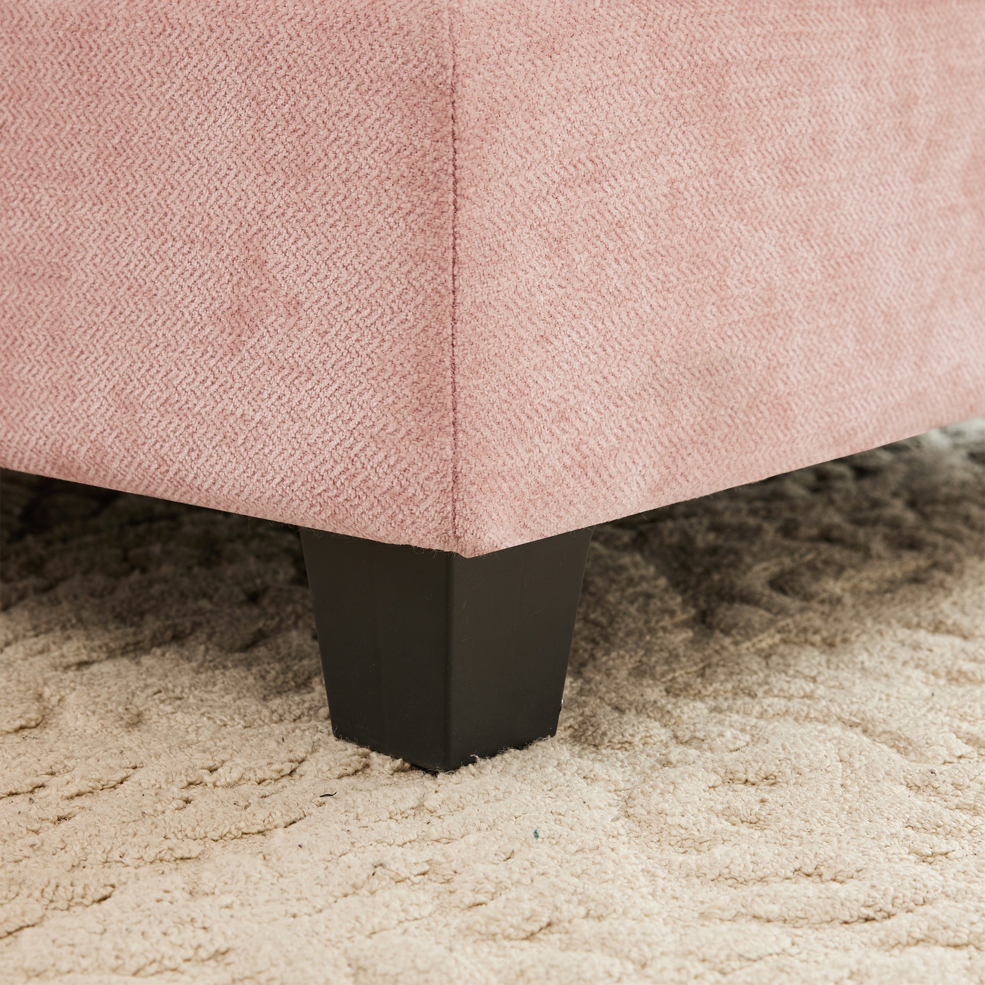 Cloud Sectional L-Shaped Couch With Ottoman,Soft Chenille Fabric,Quilted Pleated Design High-Density Foam,Fits Bedrooms Living Rooms Reading Nooks,Pink - Grand Goldman Shop