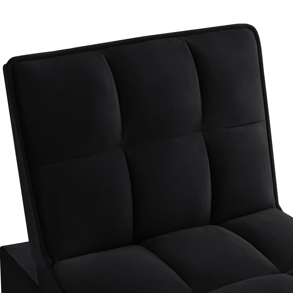 4 in1 Multi-Function Single Sofa Bed with Storage Pockets,Tufted Single Pull-out Sofa Bed with Adjustable Backrest and Pillows ,Convertible  Chaise Lounge,Black - Grand Goldman Shop