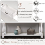 63inch Long Wood Console Table with 3 Drawers and 1 Bottom Shelf for Entryway Hallway Easy Assembly Extra-thick Sofa Table (Antique White) - Grand Goldman Shop