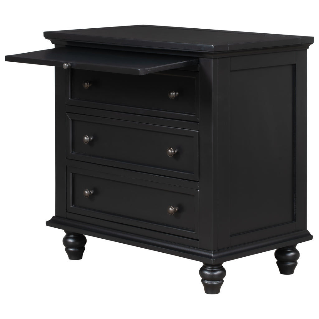 U_STYLE 27.6'' Painted Nightstand with pull-out tray, Fashion Bedside Cabinet with 3 Drawers, Minimalist Sofa Side Table with rubber legs and Metal handle for Bedroom Sofa Couch Office - Grand Goldman Shop