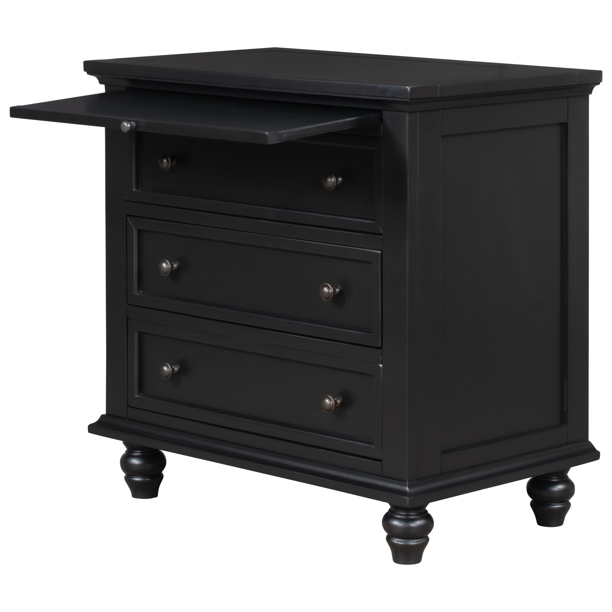 U_STYLE 27.6'' Painted Nightstand with pull-out tray, Fashion Bedside Cabinet with 3 Drawers, Minimalist Sofa Side Table with rubber legs and Metal handle for Bedroom Sofa Couch Office - Grand Goldman Shop