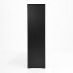 4 Doors Wardrobe Closet with Mirror, LED Wardrobe with Doors and 2 Drawers, Wooden Wardrobe Storage Cabinet with Hanging Rod, Adjustable Shelves, Black - Grand Goldman Shop