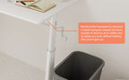 Adjustable Study Desk for Kids and Adults, Height-Adjustable Home Office Desk, White Frame with White Wood Tabletop, 60cm x 1