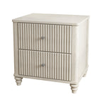 Fluted Nightstand, 21.65' Wide Side Table with 3 Drawers, Mid Century Modern Wood NightStand with Metal Handle, Wooden Bedside End Table for Bedroom, Living Room, Closet, Beige - Grand Goldman Shop