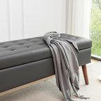 Storage Bench with Storage Bench for Bedroom End of Bed Bench Foot of Bed Bench Entryway Bench Storage Ottoman Bench 43.3' W x 17.7' Dark Grey Leather Bench - Grand Goldman Shop