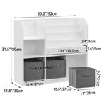 Kids Bookcase and Bookshelf with 3 Collapsible Fabric Drawers, Multifunctional Display Stand for Bedroom, Playroom, Hallway i