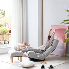Japanese-Style  Gray with Metal Frame Adjustable Reclining Floor Chair – Tatami Lazy Sofa for Balcony or Bedroom - Grand Goldman Shop