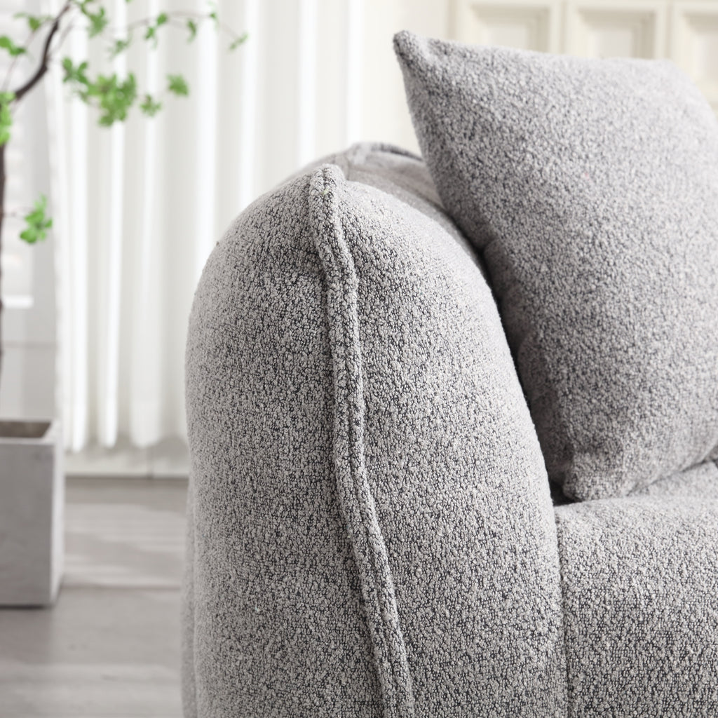 Cozy Beanbag Chair with High Resilience Foam Core for Two - Grey Chenille, 66x35x25 inches - Grand Goldman Shop