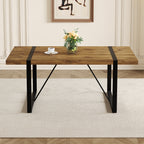 Rustic Industrial Rectangular Wood Dining Table For 4-6 Person, Thick Engineered Wood color Tabletop and Black Metal Legs,Desk For Kitchen Dining Living Room - Grand Goldman Shop