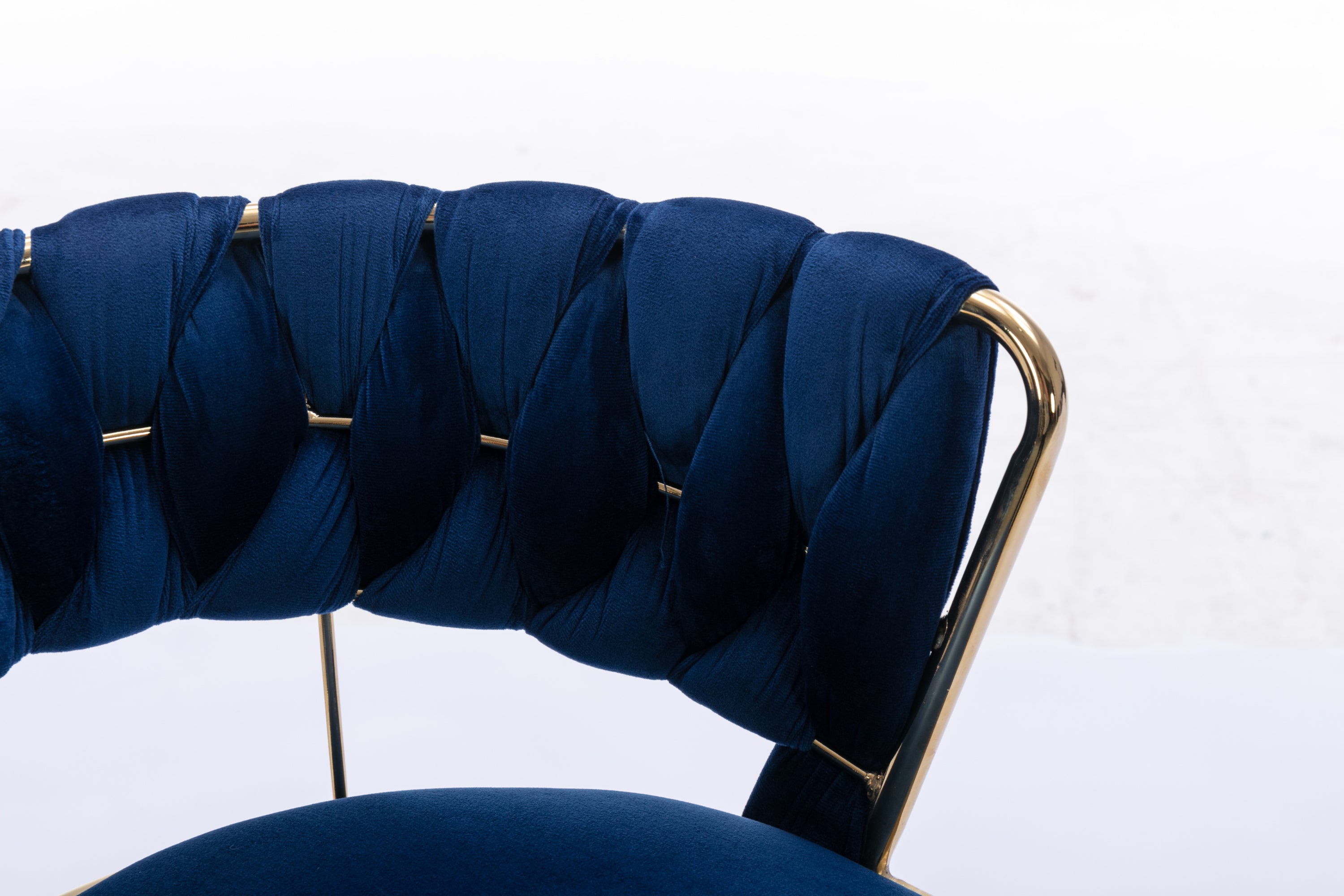 Set of 2  Bar Stools,with Chrome Footrest and Base Swivel Height Adjustable Mechanical Lifting Velvet + Golden Leg Simple Bar Stool-BLUE - Grand Goldman Shop