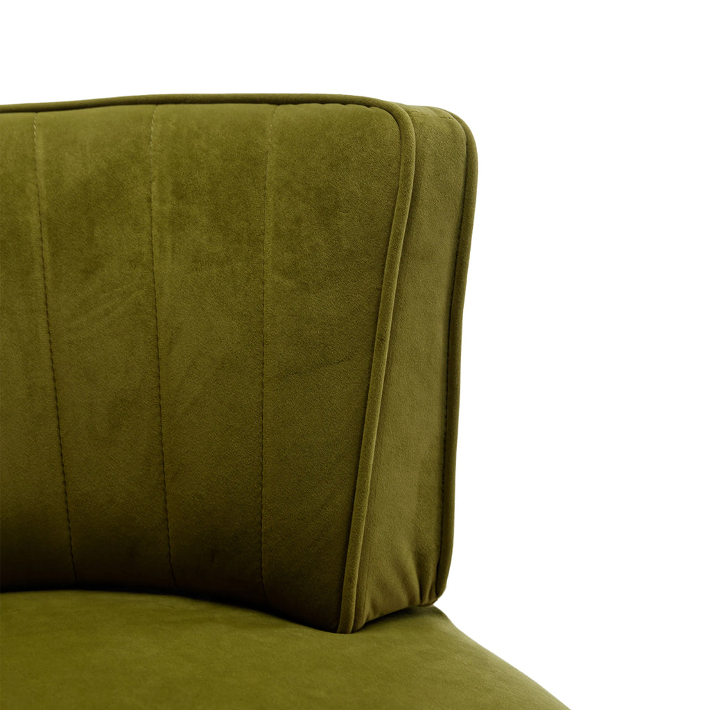 Swivel Barrel Chair, Round Armchairs with Wide Upholstered, Fluffy Velvet Fabric, Olive, 25.20'' x 25.59'' x 26.38'' - Grand Goldman Shop