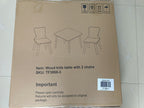 Kids Table and 2 Chairs Set, Wooden Activity Play Table Set with Bear & Tiger Design in White & Orange, Solid Wood and MDF Co