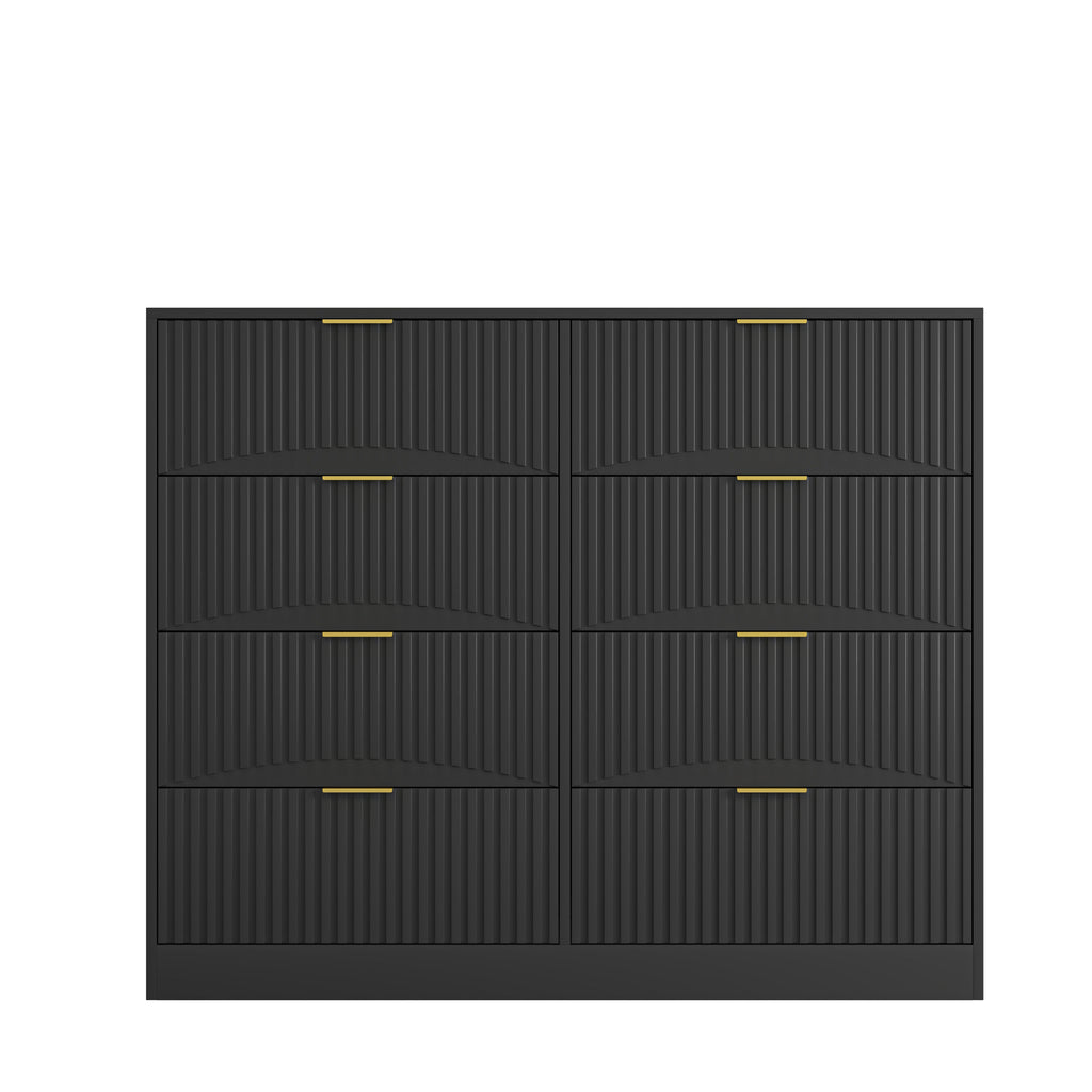 Modern 8 Drawers Dresser Chests for Bedroom,47.2' Wide Wood Chest of Drawers with Gold Metal Handle,Drawer Organizer for Bedroom,Living Room,Hallway and Entryway,Black - Grand Goldman Shop