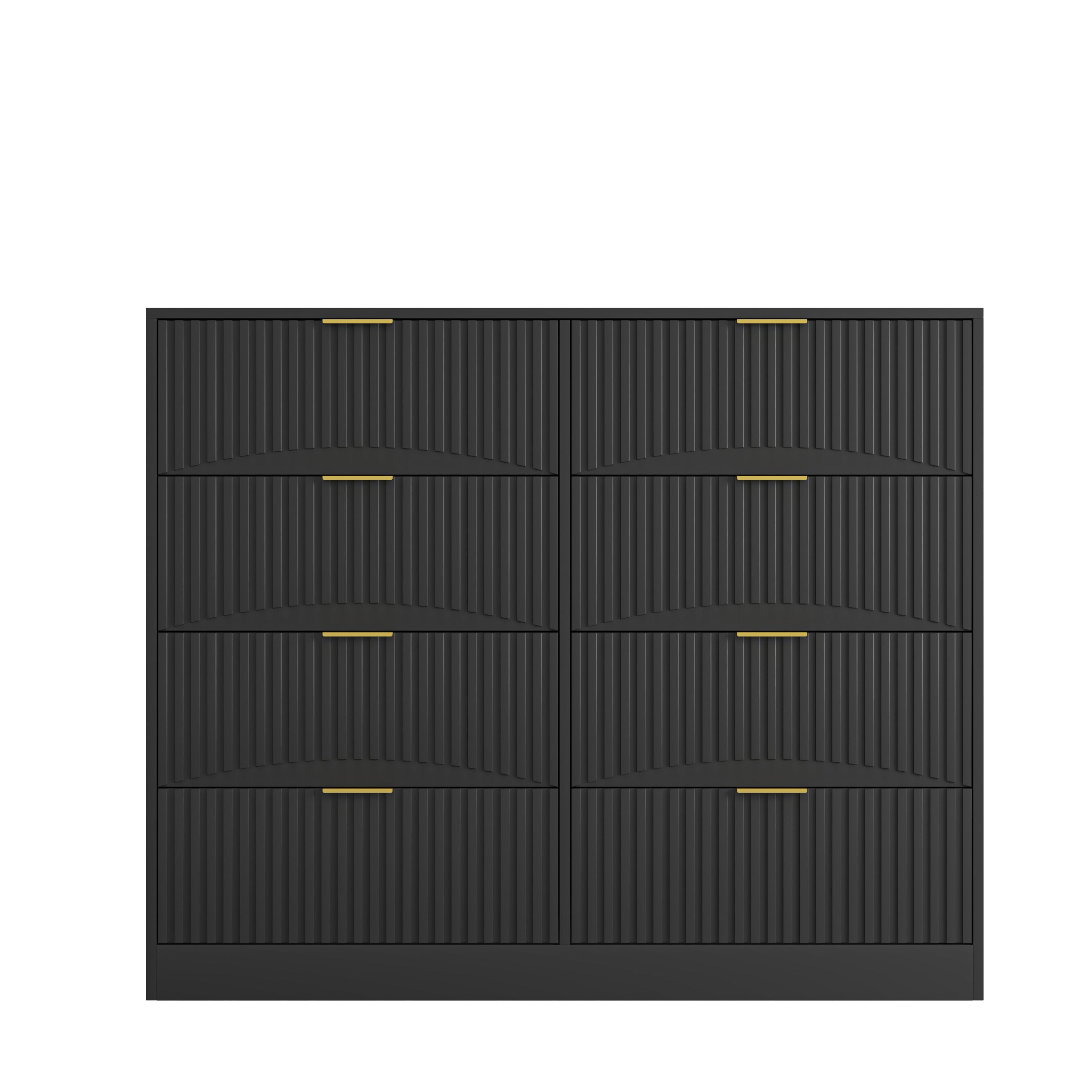 Modern 8 Drawers Dresser Chests for Bedroom,47.2' Wide Wood Chest of Drawers with Gold Metal Handle,Drawer Organizer for Bedroom,Living Room,Hallway and Entryway,Black - Grand Goldman Shop