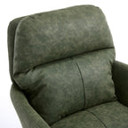 Green PU Leather Office Chair with Adjustable Height, Black Base, Ergonomic Design for Office, Bedroom, and Dressing Table - 