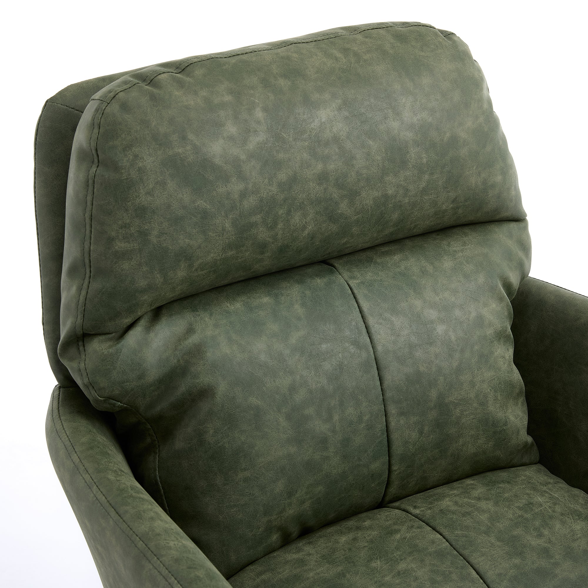 Green PU Leather Office Chair with Adjustable Height, Black Base, Ergonomic Design for Office, Bedroom, and Dressing Table - 