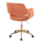Contemporary Task Chair in Gold Metal and Orange Fabric - Grand Goldman