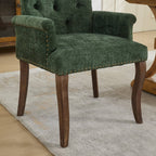 Upholstered Chenille Fabric Accent Dining Chair, Curved Solid Wood Legs, Elegant Tufted Club Dining Room Kitchen Room Arm Dining Chair, Single Pack,Olive Green,SW1895OL - Grand Goldman Shop