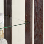 Glass Cabinet Lighted Glass Cabinet Curio Display Cabinet with Adjustable Glass Shelves 2 Doors and 1 drawer Cabinet Bulb Included Cherry - Grand Goldman Shop
