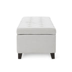 Upholstered Storage Ottoman Bench, Entryway Bench, End of Bed Bench, Ottoman Foot Rest for Bedroom, Light Grey, 300lbs - Grand Goldman Shop