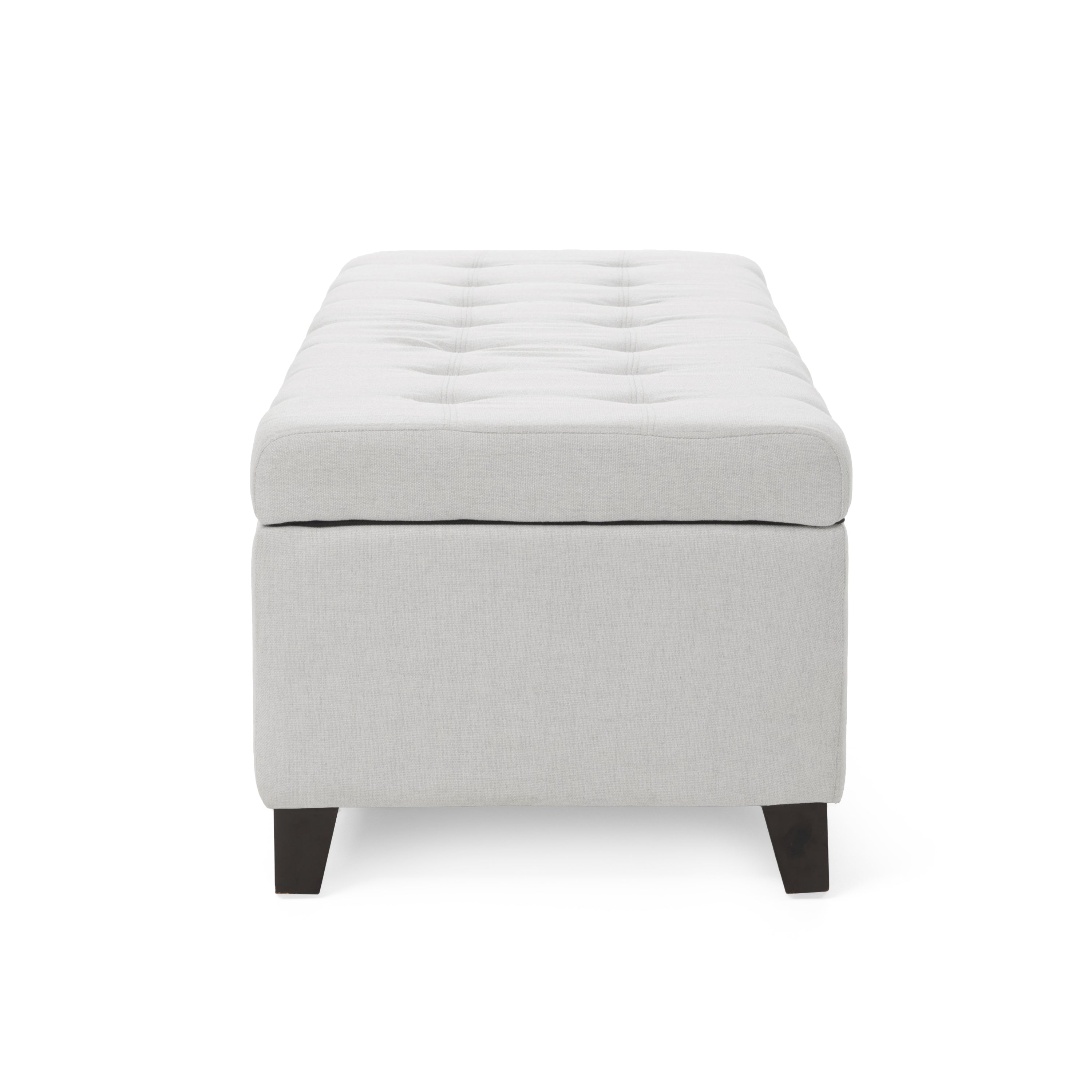 Upholstered Storage Ottoman Bench, Entryway Bench, End of Bed Bench, Ottoman Foot Rest for Bedroom, Light Grey, 300lbs - Grand Goldman Shop