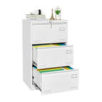 Contemporary White Metal Lateral File Cabinet with Lock, 3 Drawer Office Storage for Legal/Letter/A4/F4 | Premium Home Decor 