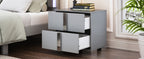 Elegant Nightstand with Metal Foot, Mirrored Bedside Table with 2 Drawers for Bedroom, Living Room, Gray (Old SKU: WF319353AAE) - Grand Goldman Shop