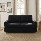 Black Convertible Sofa Bed Loveseat with Adjustable Backrest and USB Ports, 62.75' Chenille Upholstered Couch for Living Room or Small Space - Grand Goldman Shop