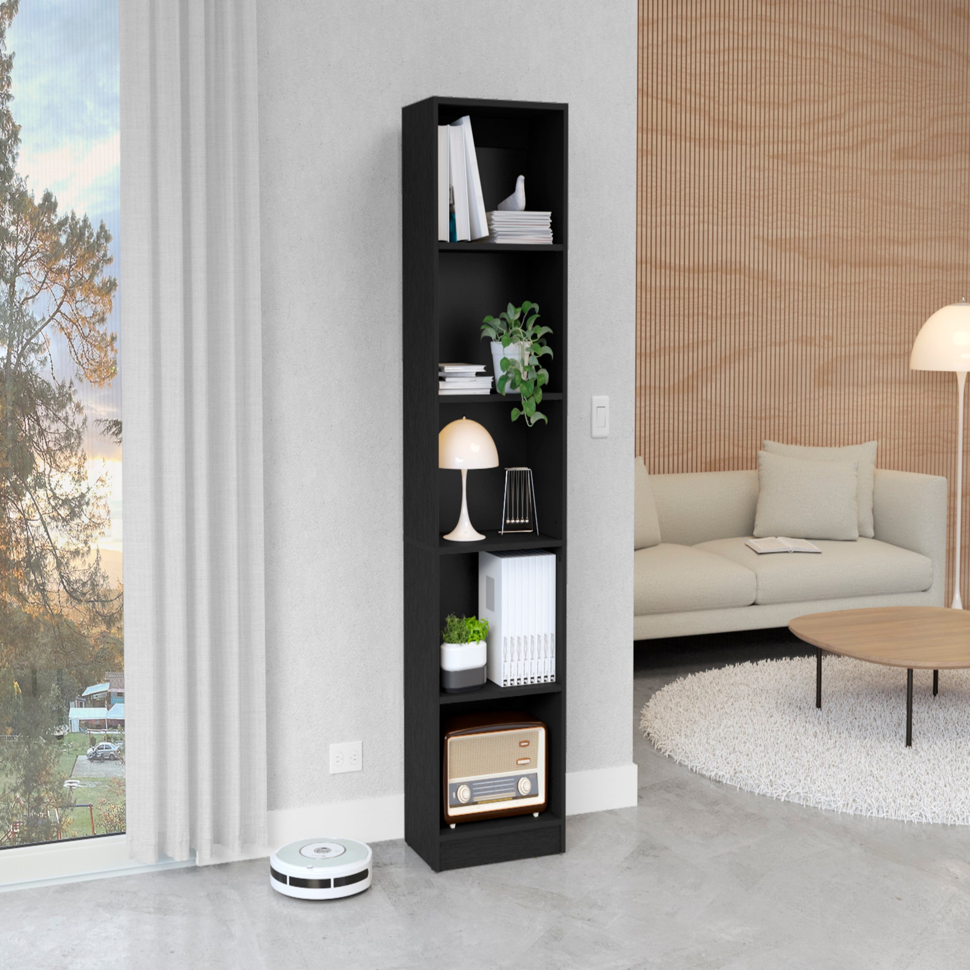 Bookcase Compact Bookshelf with Multiple Shelves, Black - Grand Goldman