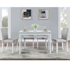 5-Piece Wooden Dining Table Set with Rectangular Table and 4 Upholstered Chairs – White Dining Room Set with Crystal Decoration for Kitchen or Dining Room - Grand Goldman Shop