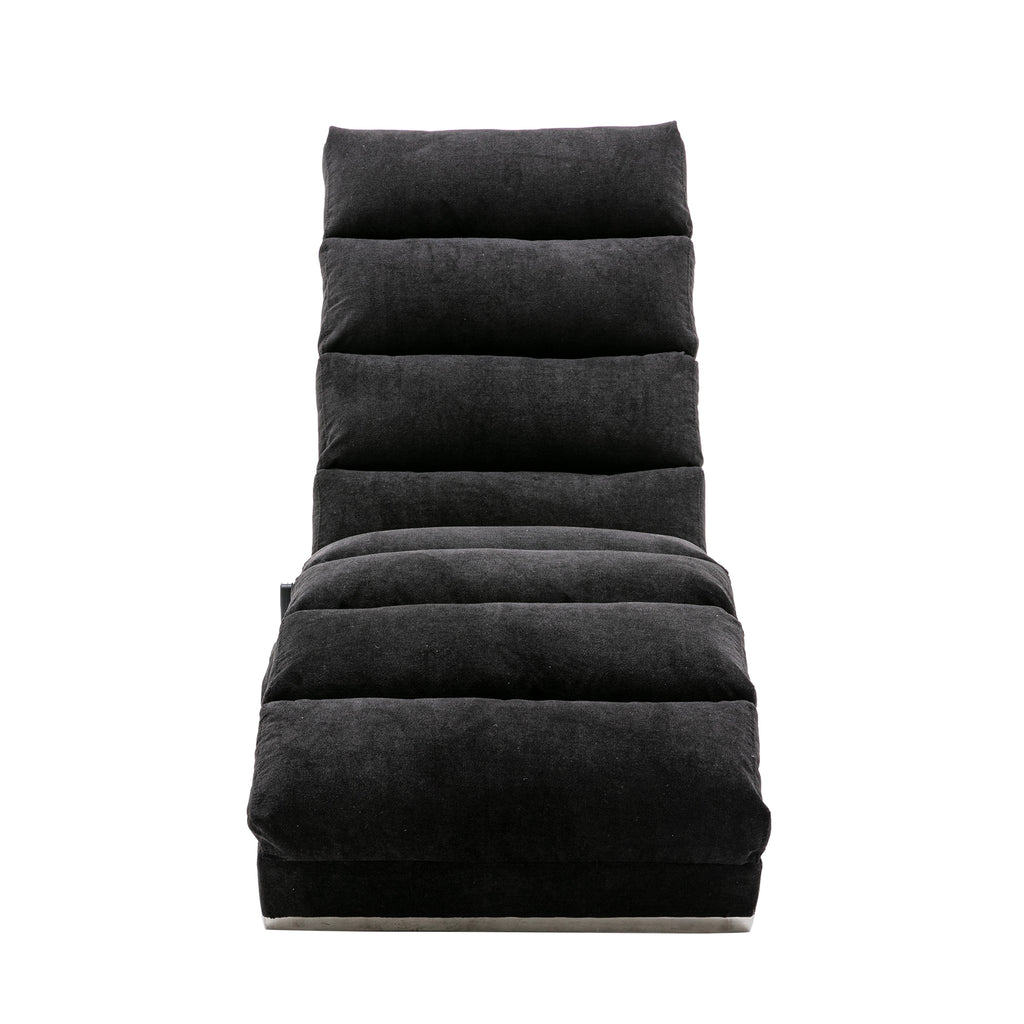 COOLMORE Luxury Upholstered Chaise Lounge Chair with Vibration for Relaxation, Modern Fixed Back Fabric Leisure Recliner Sofa for Living Room/Bedroom - Grand Goldman Shop