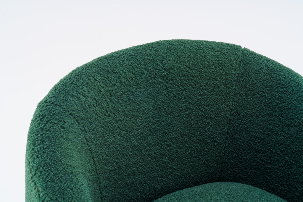 Teddy Fabric Swivel Accent Armchair Barrel Chair With Black Powder Coating Metal Ring,Dark Green - Grand Goldman Shop