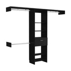 Manchester 250 Closet System, Five Open Shelves, One Drawer, Three Metal Rods -Black - Grand Goldman Shop