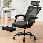 Ergonomic Office Chair with Footrest, Mesh Office Desk Chair with Headrest, High Back Computer Chair with Adjustable Lumbar S
