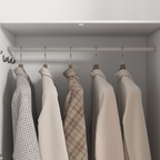 4 Doors Wardrobe Closet with Mirror, LED Wardrobe with Doors and 2 Drawers, Wooden Wardrobe Storage Cabinet with Hanging Rod, Adjustable Shelves, White - Grand Goldman Shop