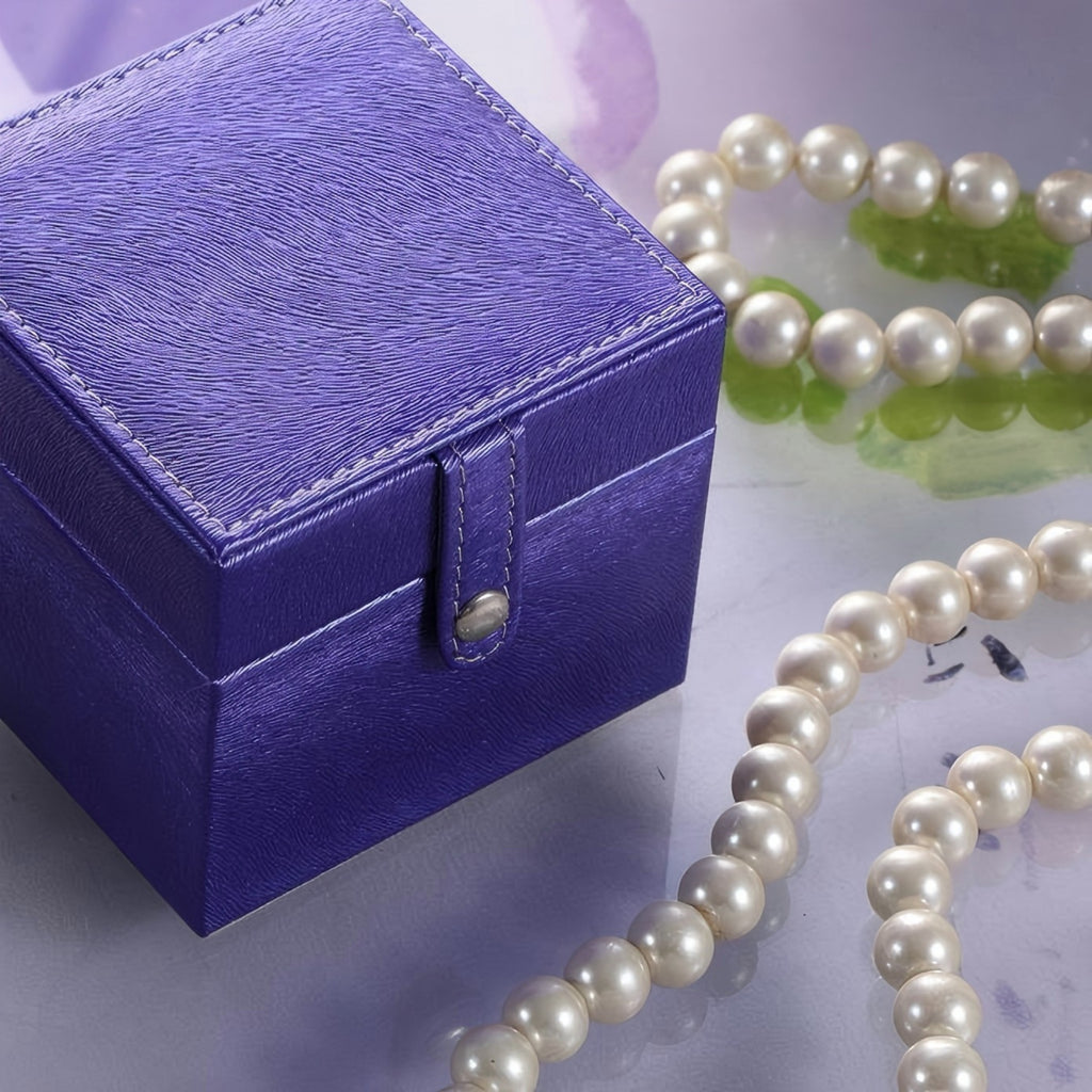 4' Long Travel Jewelry Case, Square Shaped, Azure Blue - Grand Goldman Shop