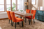 Nikki Collection Modern, High-end Tufted Solid Wood Contemporary Velvet Upholstered Dining Chair with Wood Legs Nailhead Trim 2-Pcs Set, Orange, SW2001OG - Grand Goldman Shop