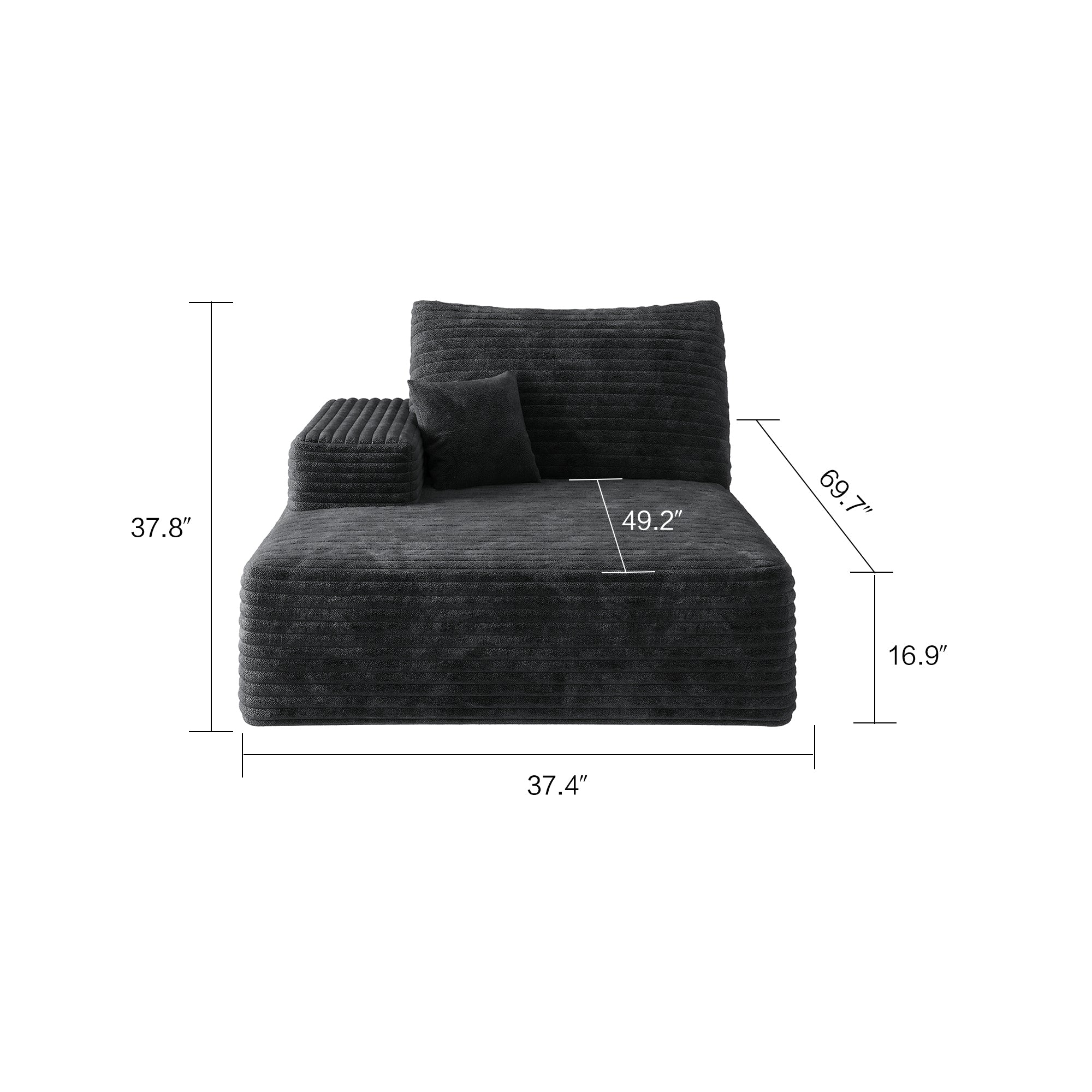 Y119-RIGHT-SLEEPER-BLACK-SOFA - Grand Goldman Shop