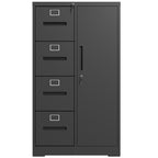 Metal Storage Vertical Filing Cabinet with Lock, Steel File Locker with 4 Drawers and 1 door for School, Living Room, Bedroom