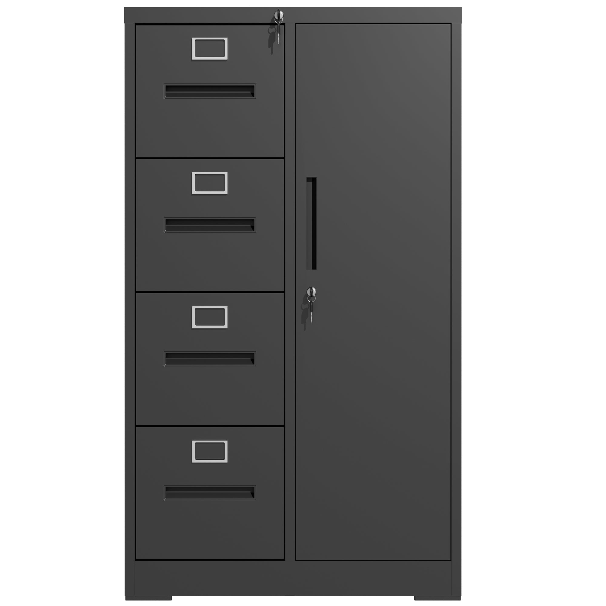 Metal Storage Vertical Filing Cabinet with Lock, Steel File Locker with 4 Drawers and 1 door for School, Living Room, Bedroom