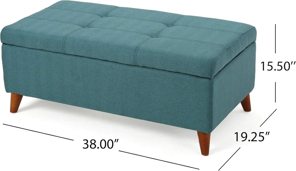 Home Decor, Tufted Ainsley Button Storage Ottoman Bench with Hinged Lid, Ottoman Bench with Storage for Living Room & Bedroom, Solid wood leg - Grand Goldman Shop