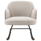Valera Beige Boucle Upholstered Mid Back Rocking Chair with Walnut-Finished Frame and Wooden Rockers - Grand Goldman Shop