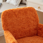 A&A Furniture Office Chair, Artificial Rabbit Hair with Golden Metal Base, Adjustable Swivel Desk Chair, Orange - Shop Qualit