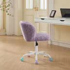 Stylish A&A Furniture Office Chair,Artificial rabbit hair Home Office Chair with Metal Base,Adjustable Desk Chair Swivel Offi