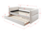 Luxurious 1pc Modern Daybed Pull Out Trundle Button Tufted Nailhead Trim Bedroom Living Room Furniture Oatmeal Finish - Grand Goldman Shop