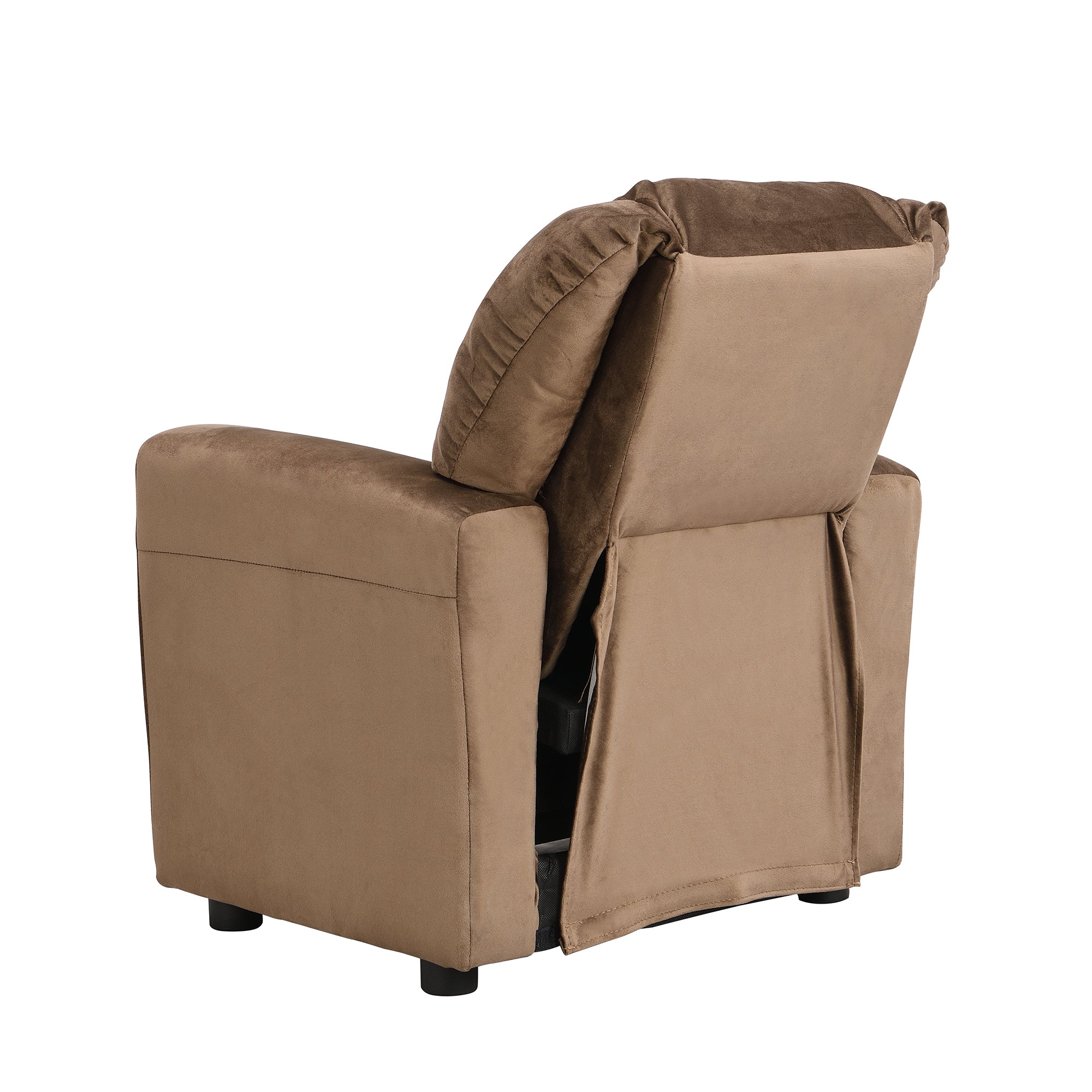 Sally Deluxe Kids Recliner Chair with Cup Holder and Footrest in Brown Velvet - Grand Goldman